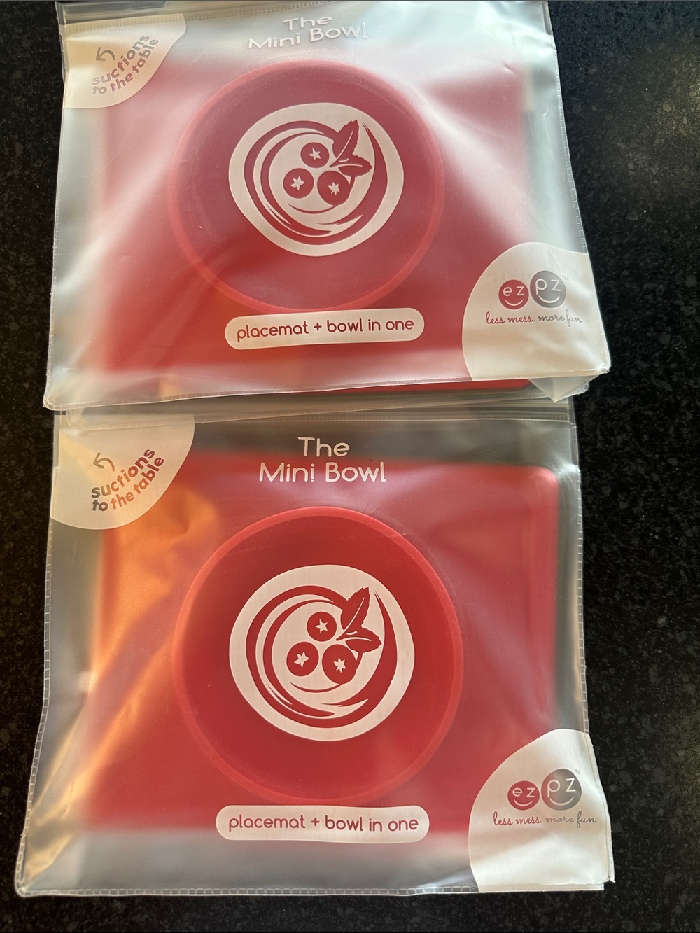 ezpz The Mini Bowl Placemat + Bowl in One - Red - two bowls